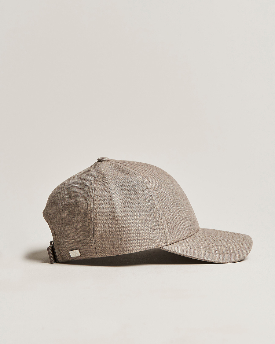 Men | Hats & Caps | Varsity Headwear | Linen Baseball Cap Argent Khaki