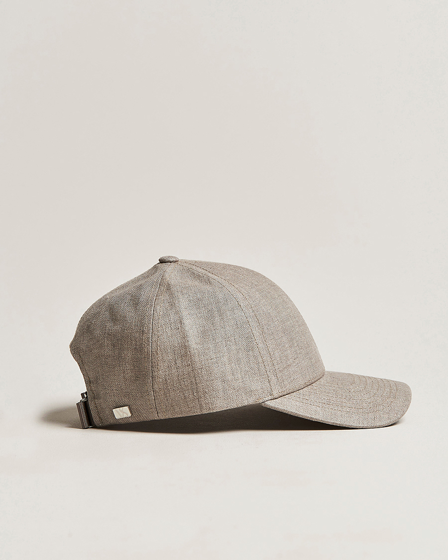 Men | Hats & Caps | Varsity Headwear | Linen Baseball Cap Argent Khaki