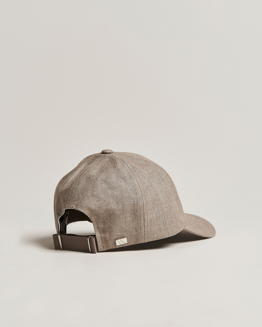 Men | Hats & Caps | Varsity Headwear | Linen Baseball Cap Argent Khaki