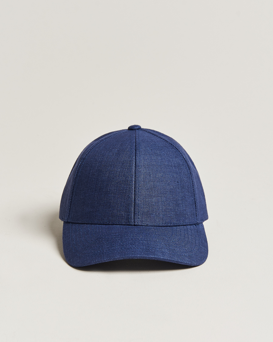 Men | Hats & Caps | Varsity Headwear | Linen Baseball Cap Oxford Blue