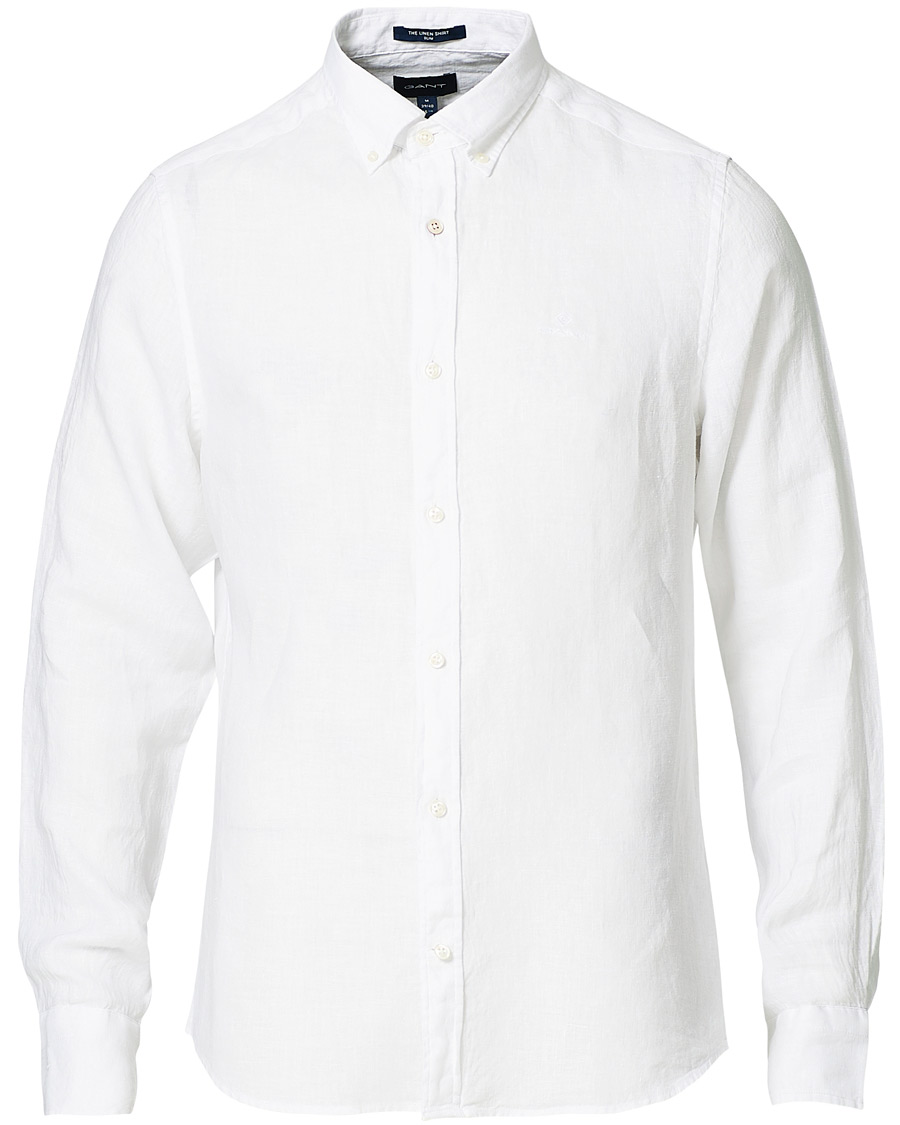 Men | Shirts | GANT | Slim Fit Linen Shirt White