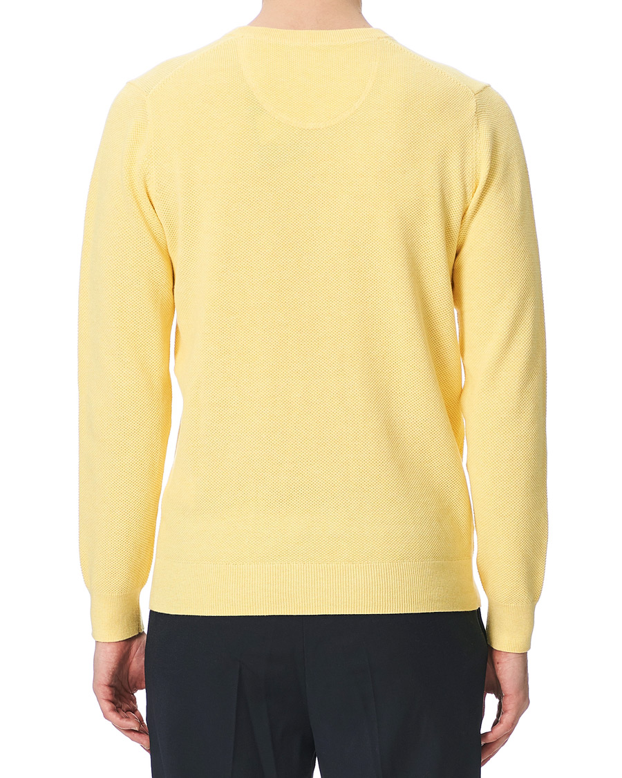 Men | Sweaters & Knitwear | GANT | Cotton Pique Crew Neck Sweater Brimstone Yellow