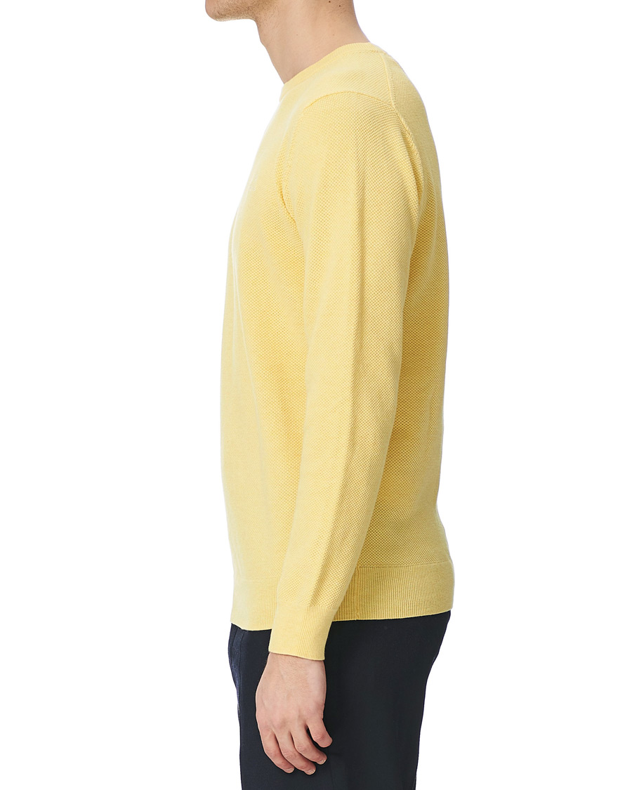 Men | Sweaters & Knitwear | GANT | Cotton Pique Crew Neck Sweater Brimstone Yellow