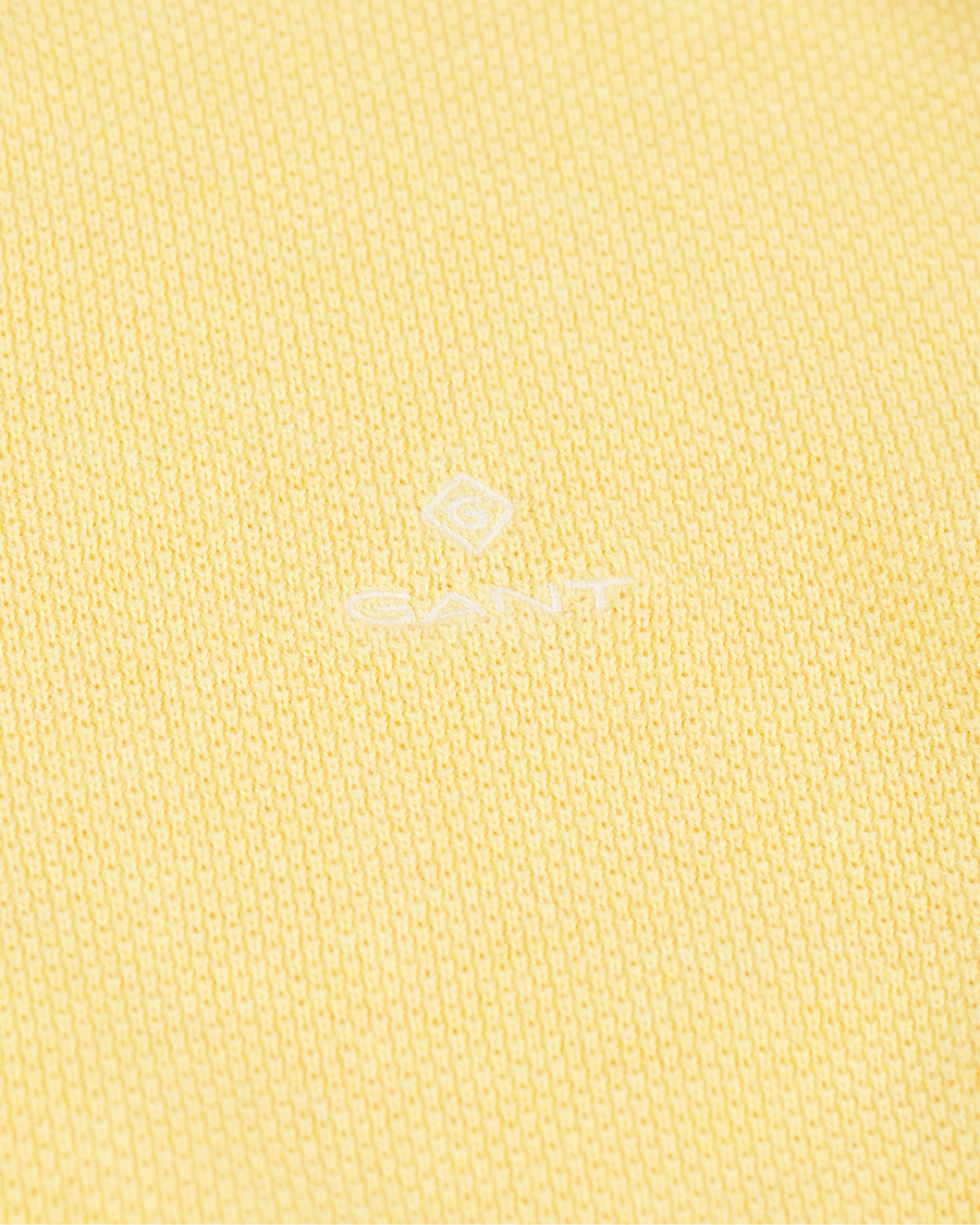 Men | Sweaters & Knitwear | GANT | Cotton Pique Crew Neck Sweater Brimstone Yellow