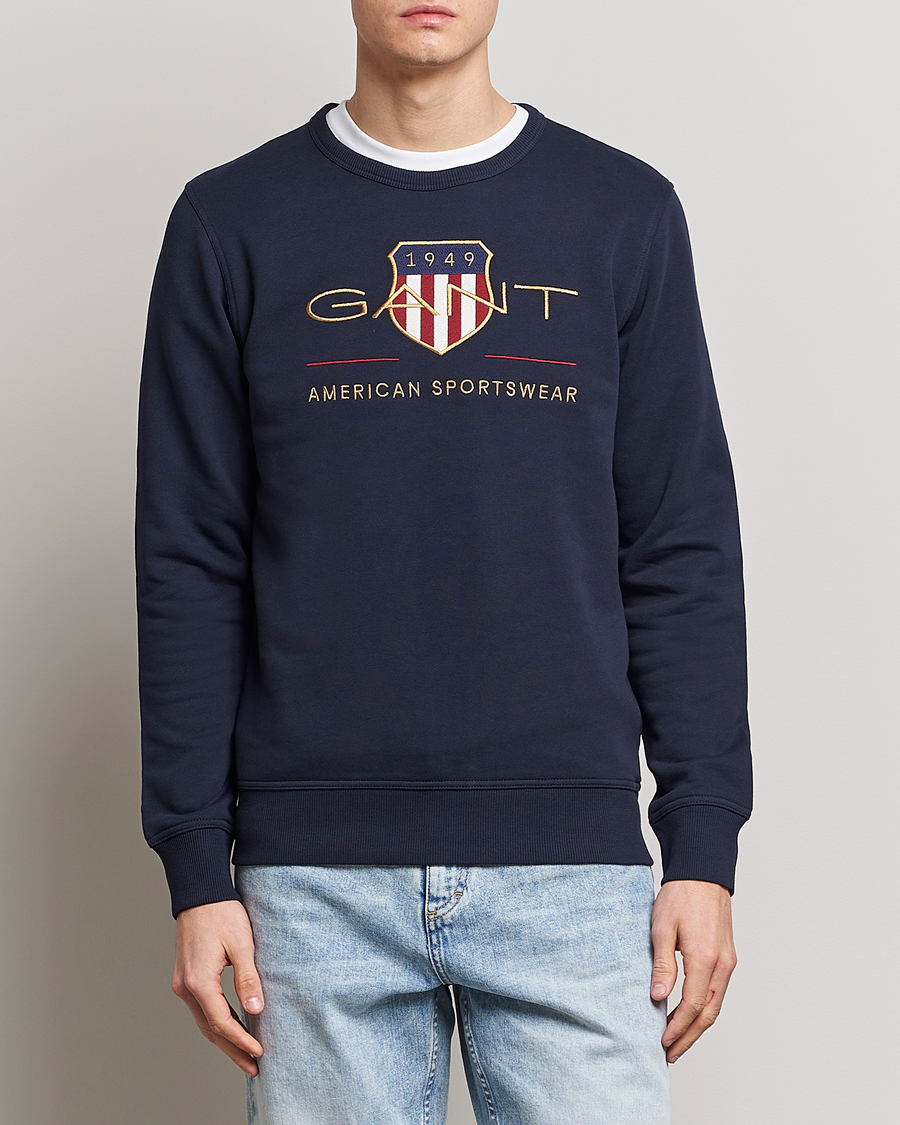 Men | Sweaters & Knitwear | GANT | Archive Shield Crew Neck Sweatershirt Evening Blue