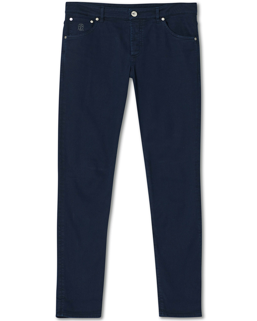 Men | Trousers | Brunello Cucinelli | Slim Fit 5-Pocket Twill Pants Navy