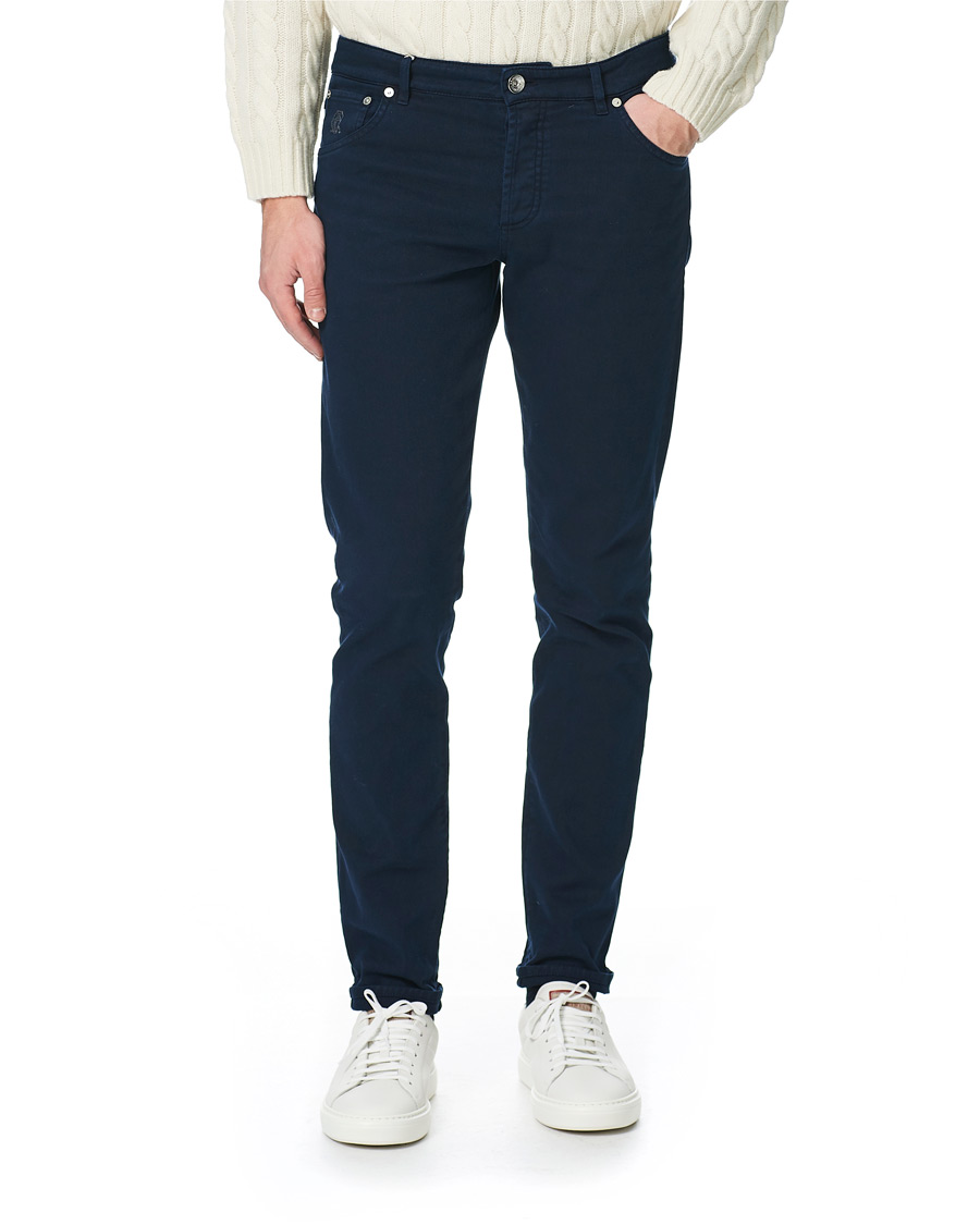 Men | Trousers | Brunello Cucinelli | Slim Fit 5-Pocket Twill Pants Navy