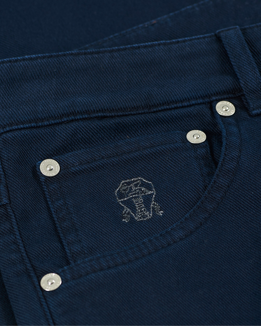 Men | Trousers | Brunello Cucinelli | Slim Fit 5-Pocket Twill Pants Navy