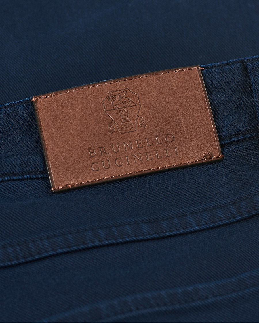 Men | Trousers | Brunello Cucinelli | Slim Fit 5-Pocket Twill Pants Navy