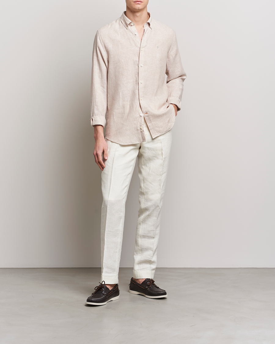 Men | Shirts | Morris | Douglas Linen Button Down Shirt Khaki