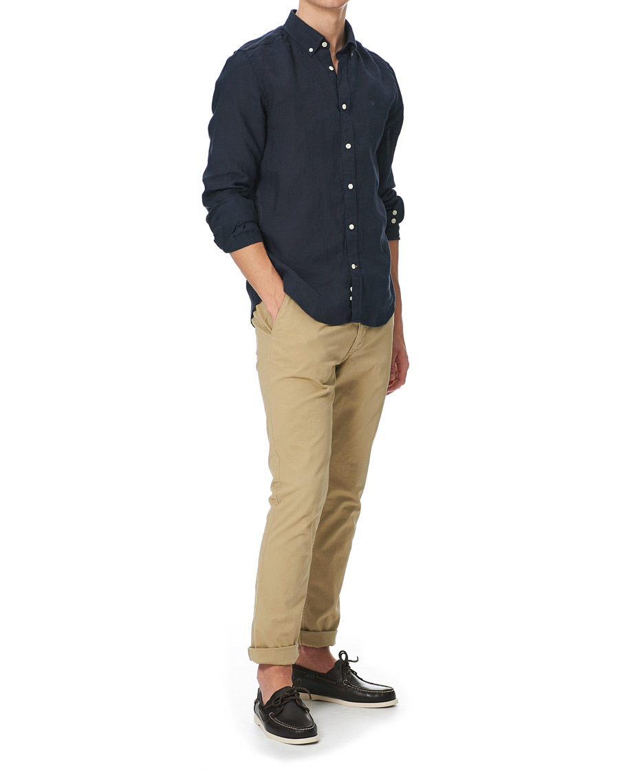 Men | Shirts | Morris | Douglas Linen Shirt Dark Navy