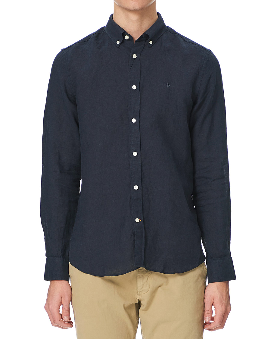 Men | Shirts | Morris | Douglas Linen Shirt Dark Navy
