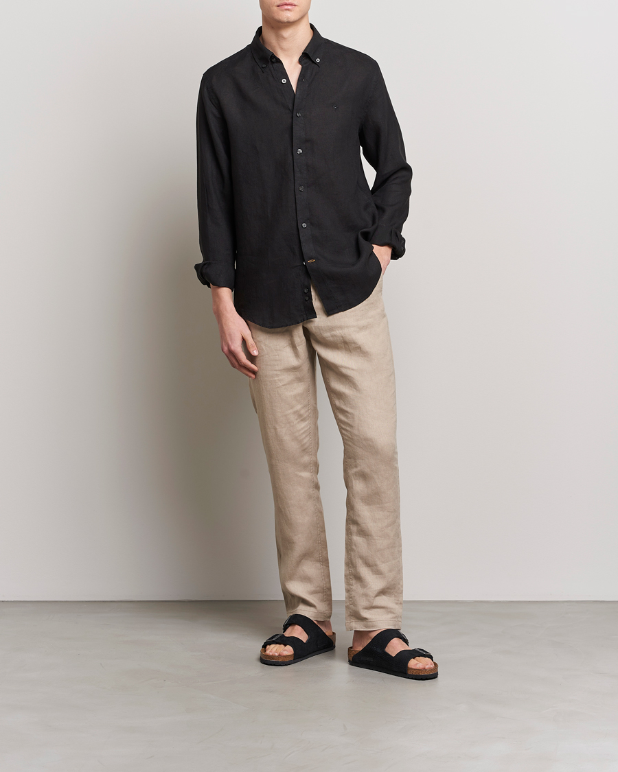 Men | Shirts | Morris | Douglas Linen Button Down Shirt Black