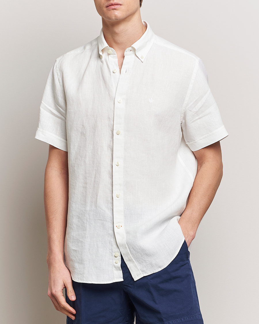 Men | Shirts | Morris | Douglas Short Sleeve Linen Shirt White