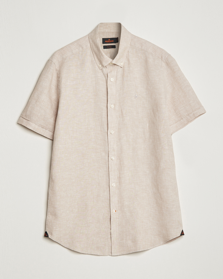 Men | Shirts | Morris | Douglas Short Sleeve Linen Shirt Khaki XL