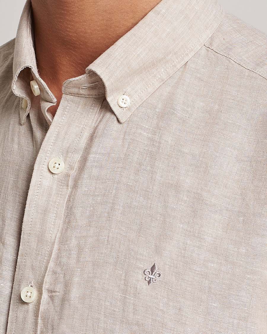Men | Shirts | Morris | Douglas Short Sleeve Linen Shirt Khaki XL