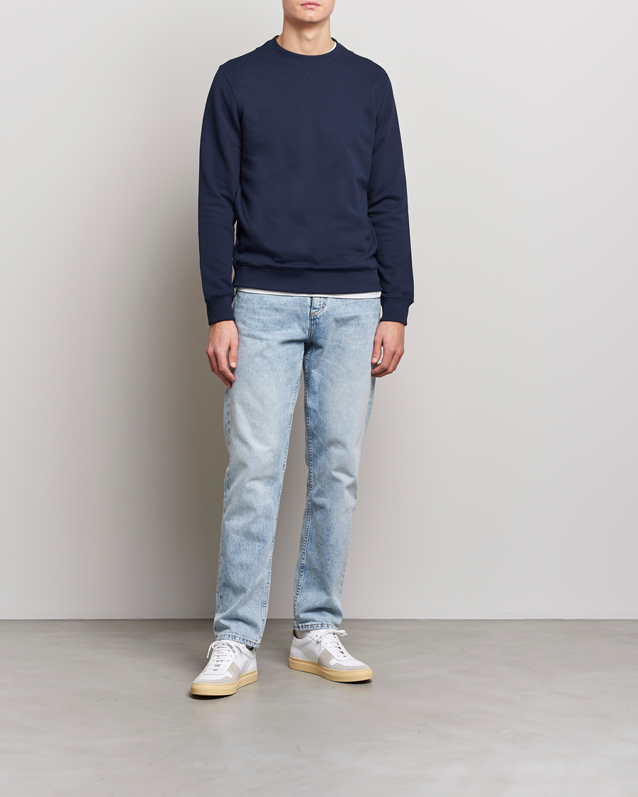 Men | Sweaters & Knitwear | Stenströms | Cotton Collage Crew Neck Navy