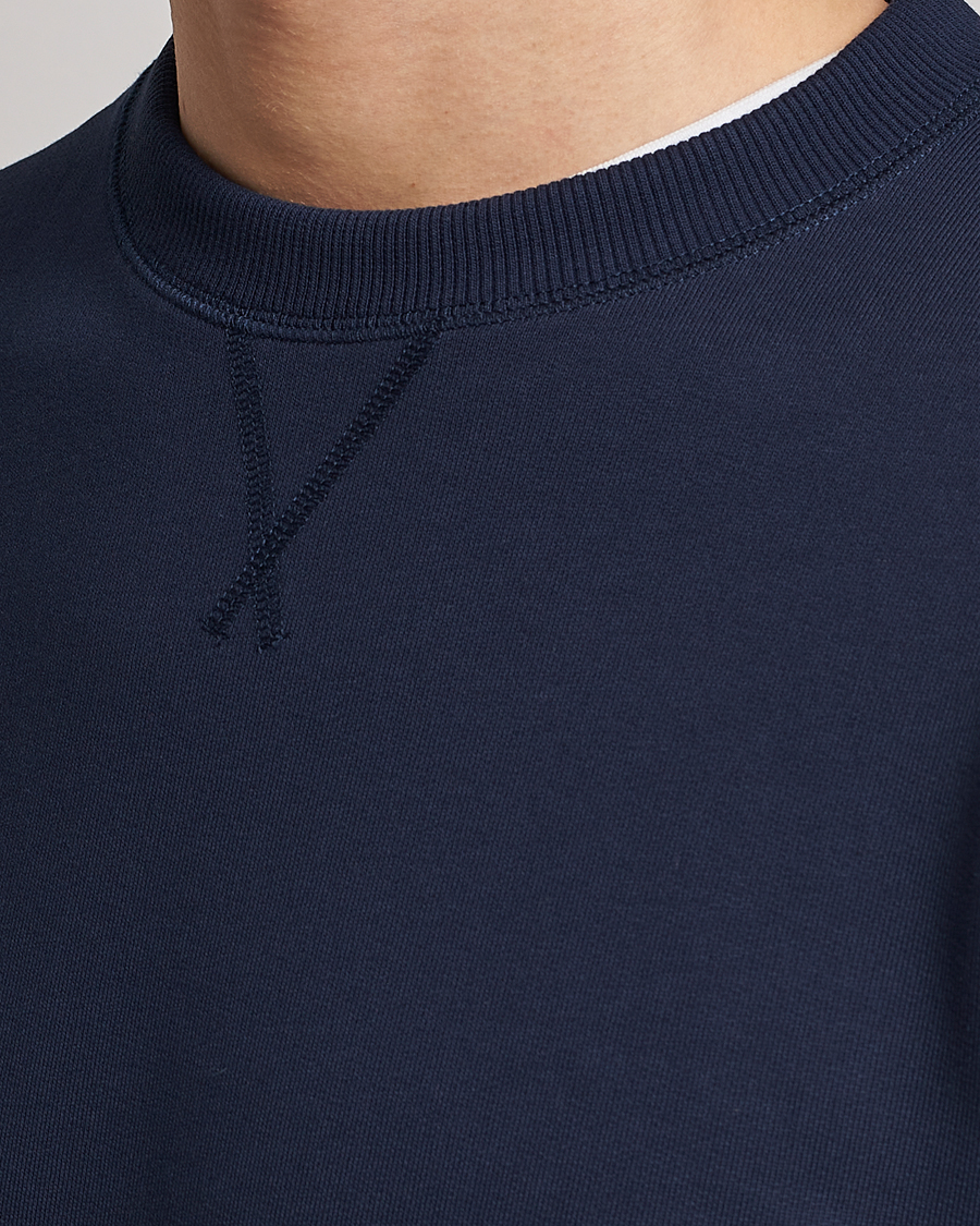 Men | Sweaters & Knitwear | Stenströms | Cotton Collage Crew Neck Navy