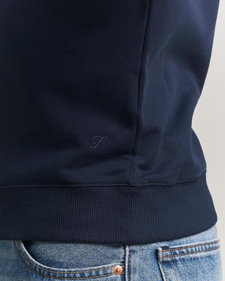 Men | Sweaters & Knitwear | Stenströms | Cotton Collage Crew Neck Navy