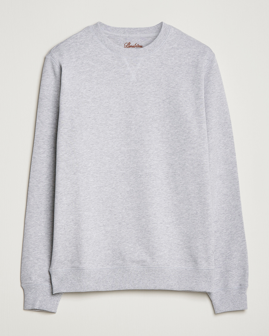Men | Sweaters & Knitwear | Stenströms | Cotton Collage Crew Neck Grey Melange