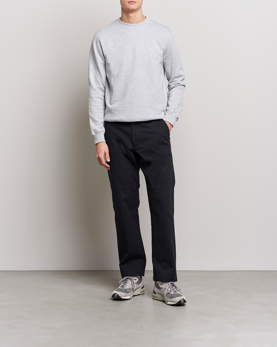 Men | Sweaters & Knitwear | Stenströms | Cotton Collage Crew Neck Grey Melange