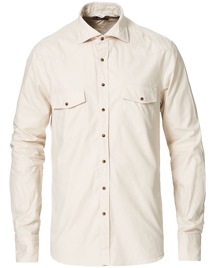 Men | Shirts | Stenströms | Slimline Twill Western Shirt Beige