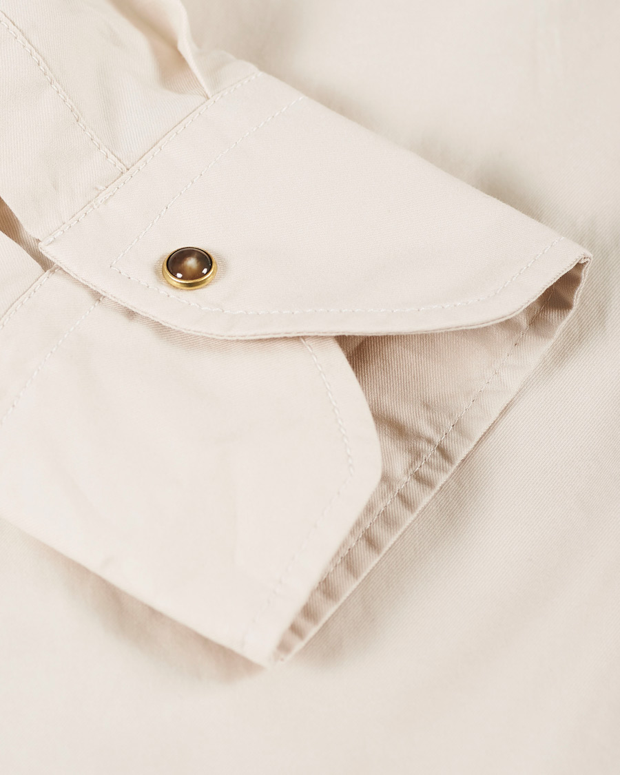 Men | Shirts | Stenströms | Slimline Twill Western Shirt Beige