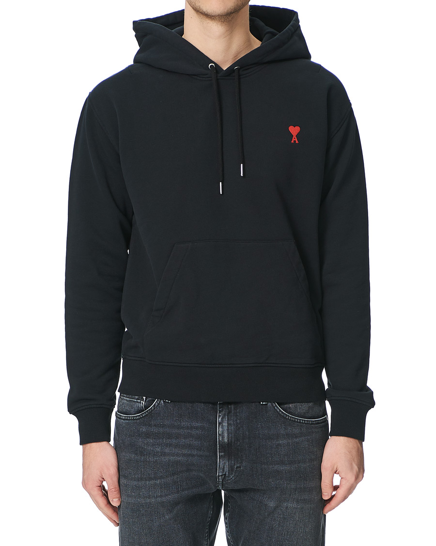 Men | Sweaters & Knitwear | AMI | Heart Logo Hoodie Black