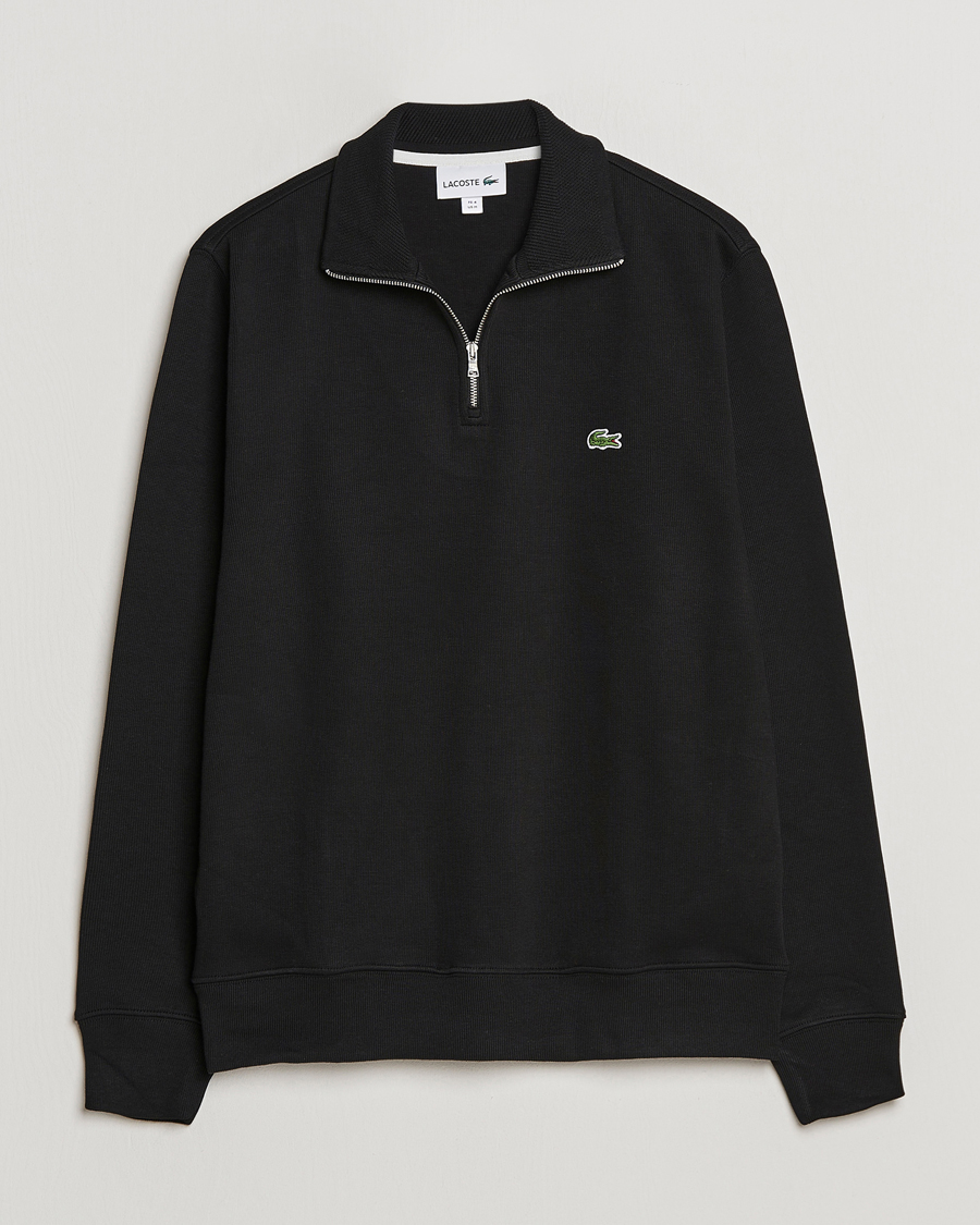 Men | Sweaters & Knitwear | Lacoste | Rib Interlock Half Zip Black