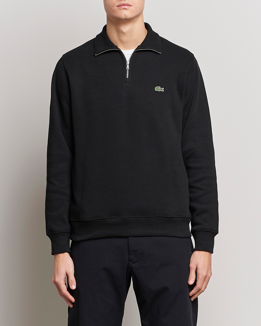 Men | Sweaters & Knitwear | Lacoste | Rib Interlock Half Zip Black