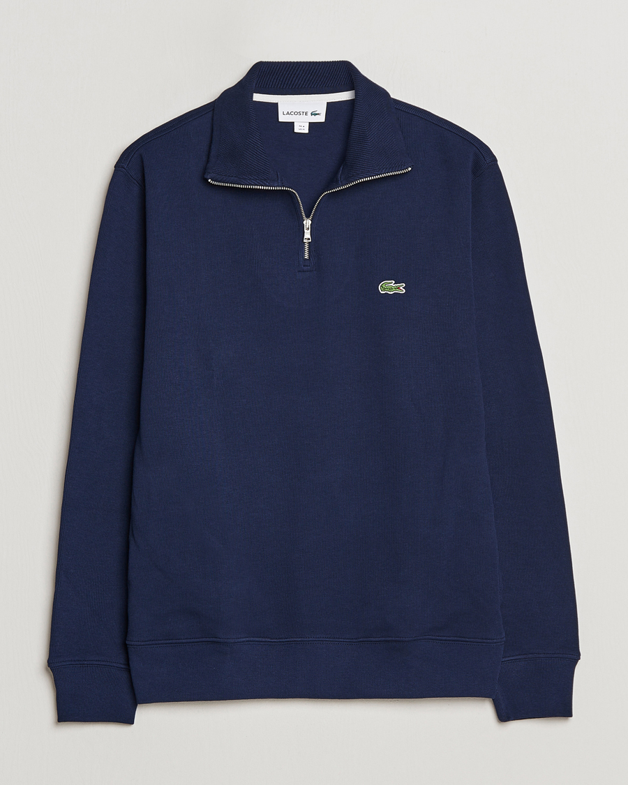 Men | Sweaters & Knitwear | Lacoste | Rib Interlock Half Zip Navy