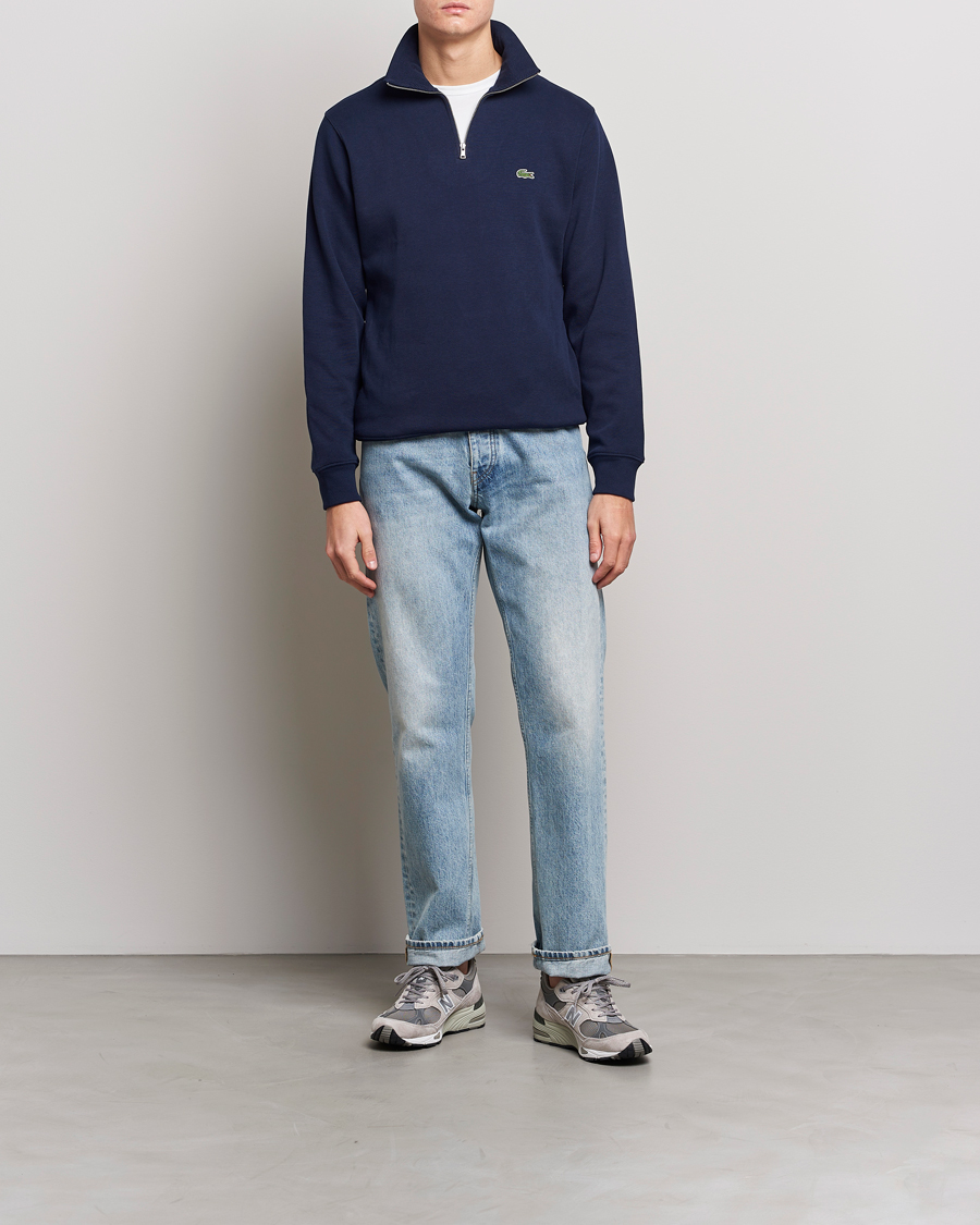 Men | Sweaters & Knitwear | Lacoste | Rib Interlock Half Zip Navy