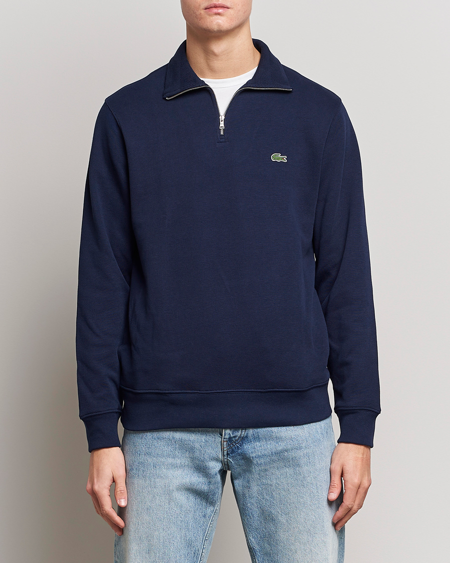 Men | Sweaters & Knitwear | Lacoste | Rib Interlock Half Zip Navy
