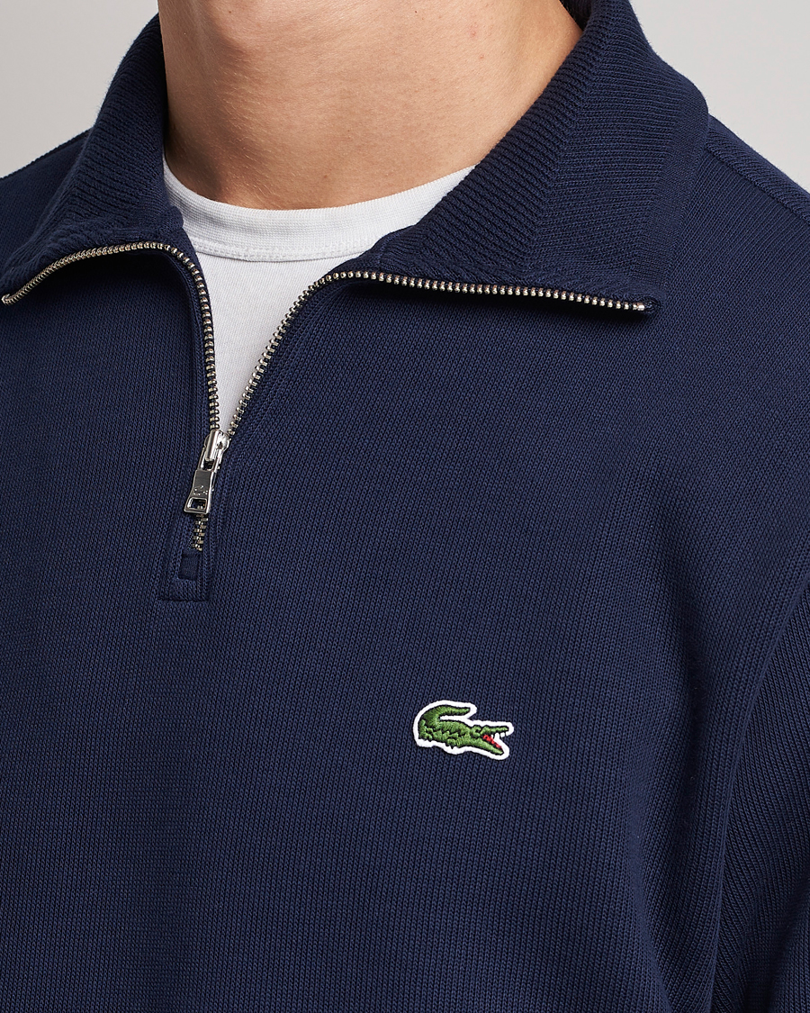 Men | Sweaters & Knitwear | Lacoste | Rib Interlock Half Zip Navy