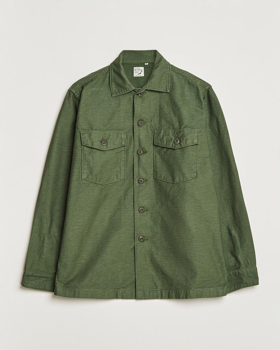 Men | Shirts | orSlow | Cotton Sateen US Army Overshirt Green