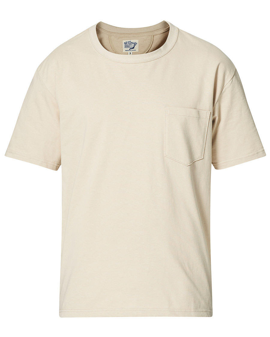 Men | T-Shirts | orSlow | Military Pocket Tee Beige