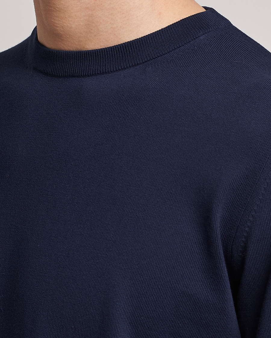 Men | Sweaters & Knitwear | Canali | Cotton Crew Neck Pullover Navy