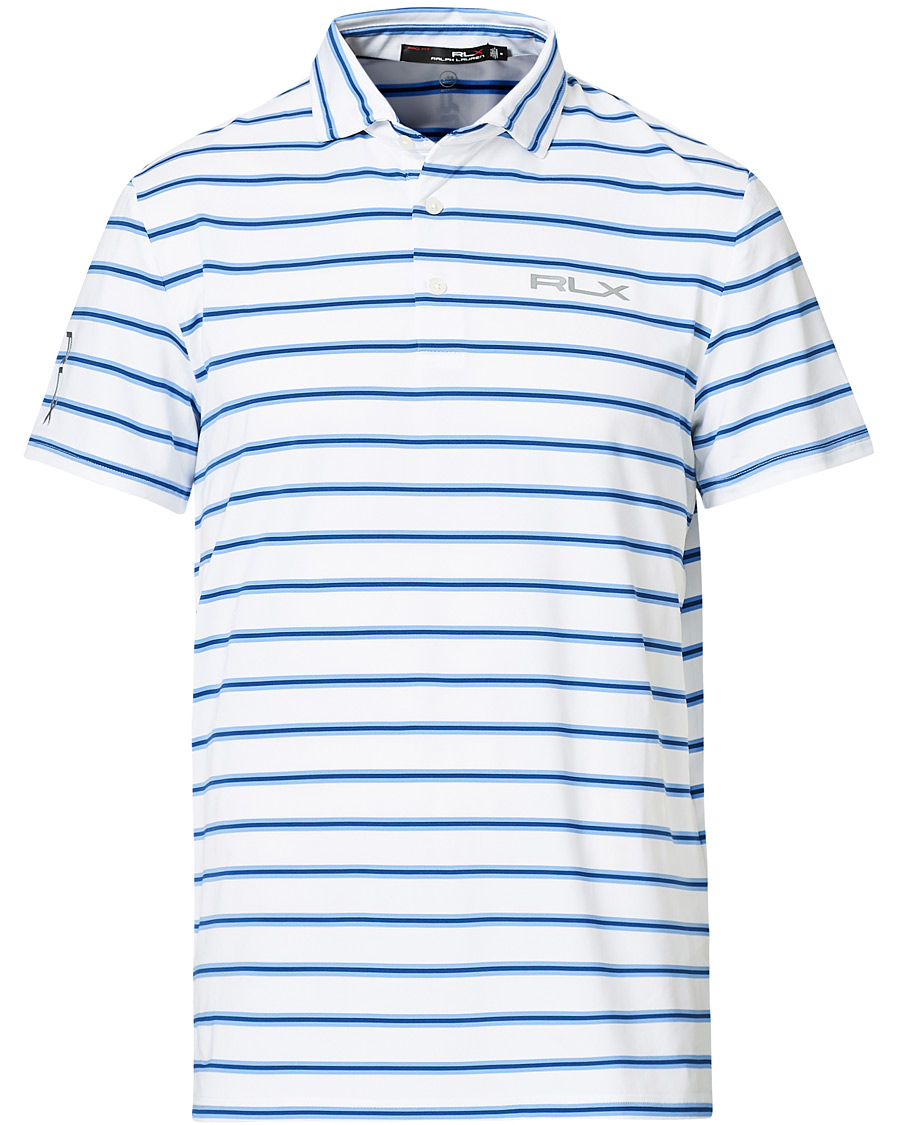 Men | Polo Shirts | RLX Ralph Lauren | Airflow Stripe Polo Pure White/Blue
