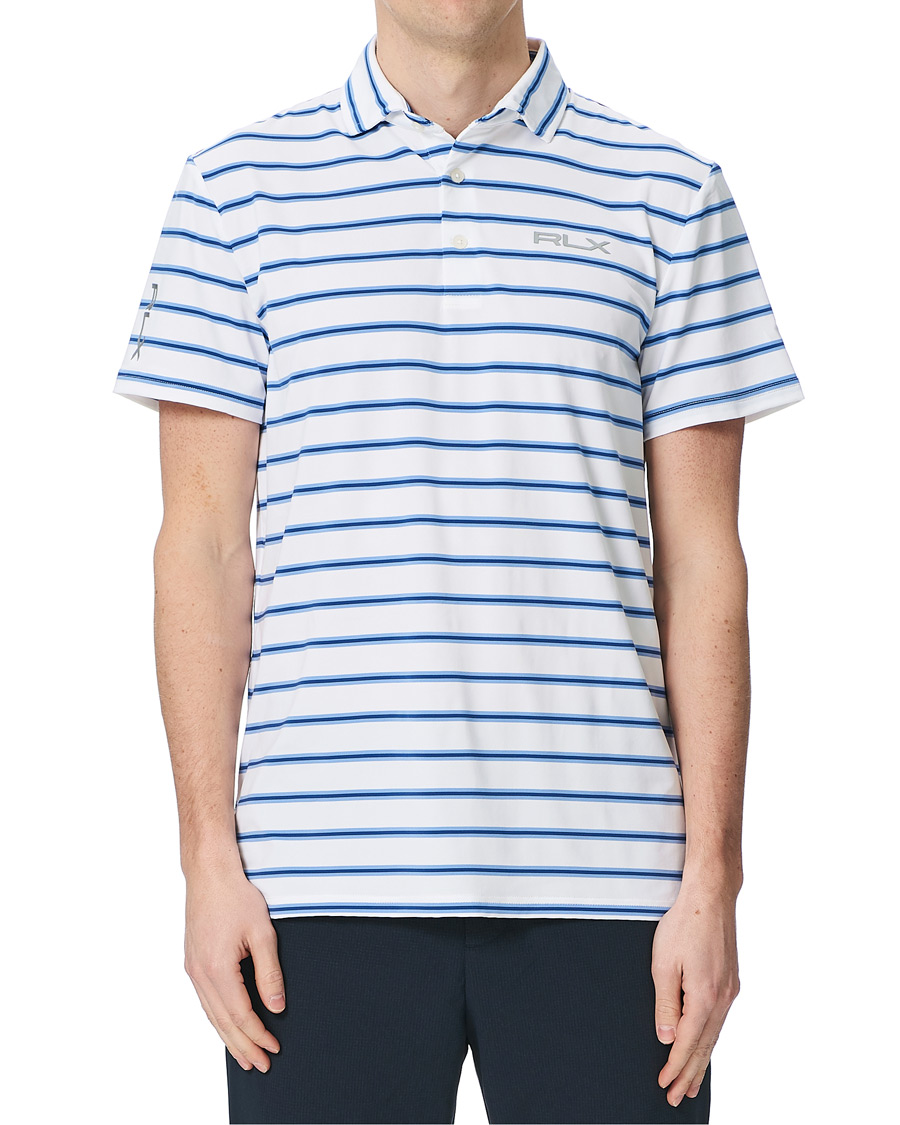 Men | Polo Shirts | RLX Ralph Lauren | Airflow Stripe Polo Pure White/Blue
