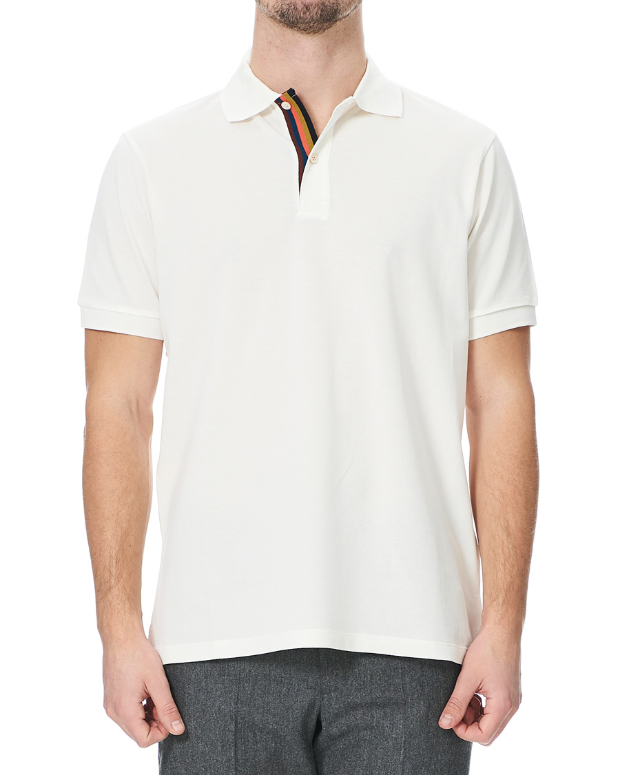 Men | Polo Shirts | Paul Smith | Placket Stripe Polo White