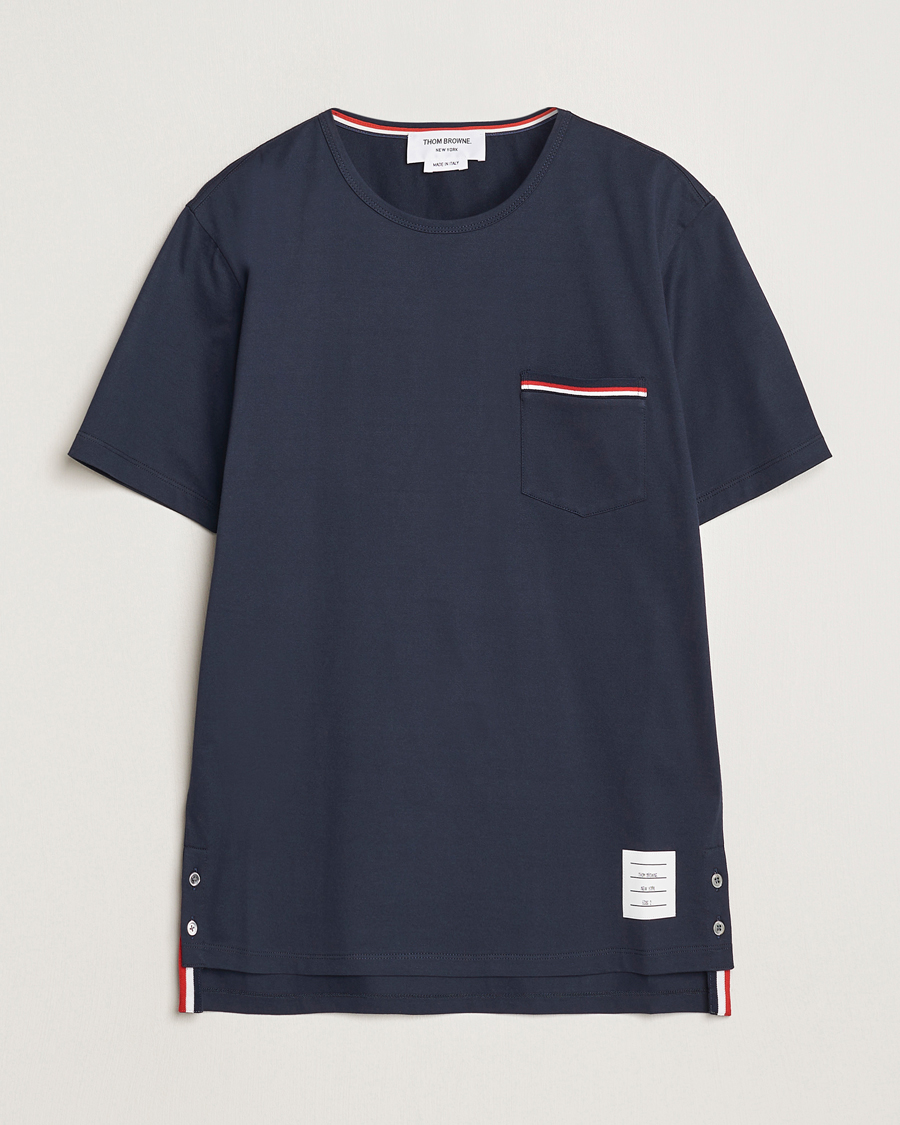 Men | T-Shirts | Thom Browne | Short Sleeve Pocket T-Shirt Navy