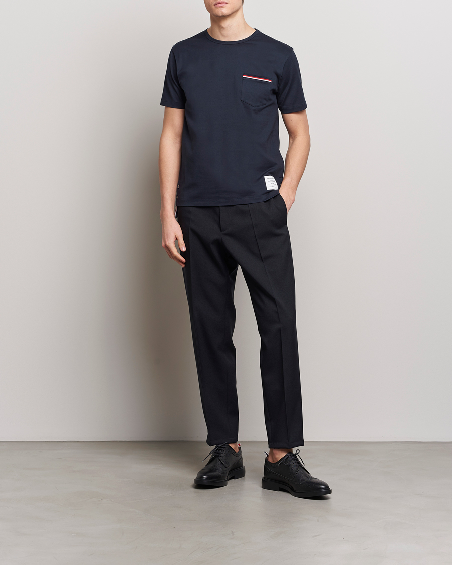 Men | T-Shirts | Thom Browne | Short Sleeve Pocket T-Shirt Navy