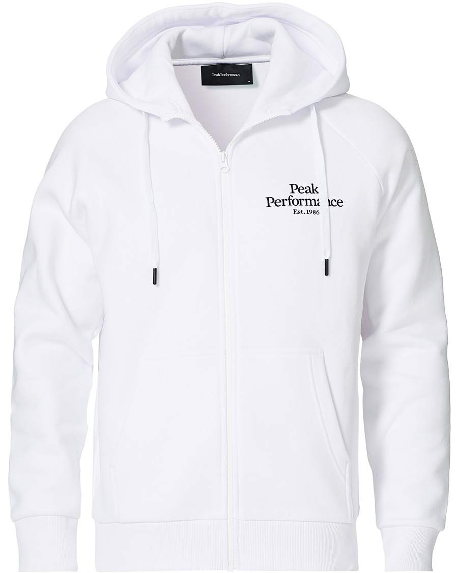 Men | Sweaters & Knitwear | Peak Performance | Original Logo Full Zip Hoodie White