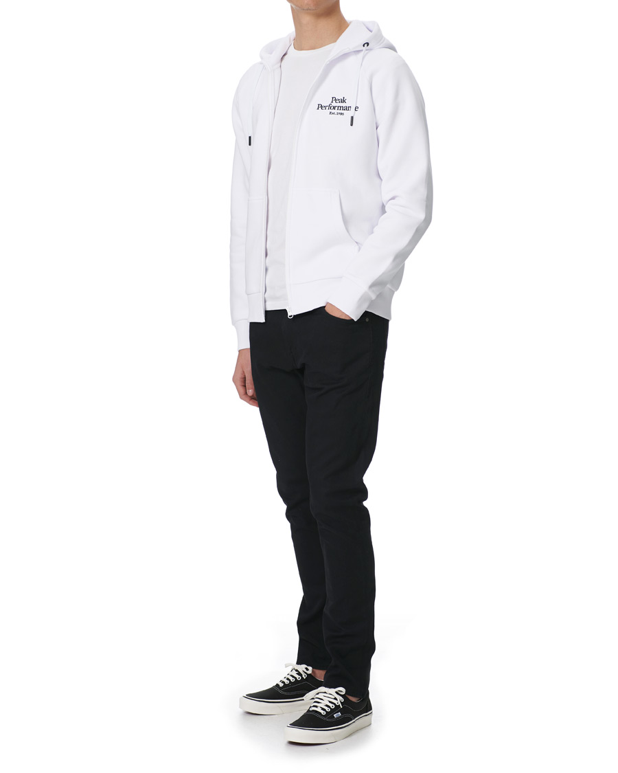 Men | Sweaters & Knitwear | Peak Performance | Original Logo Full Zip Hoodie White