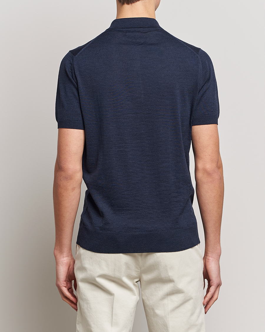 Men | Polo Shirts | Morris Heritage | Short Sleeve Knitted Polo Shirt Navy