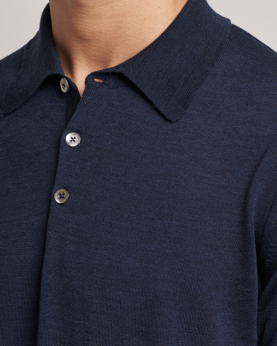 Men | Polo Shirts | Morris Heritage | Short Sleeve Knitted Polo Shirt Navy