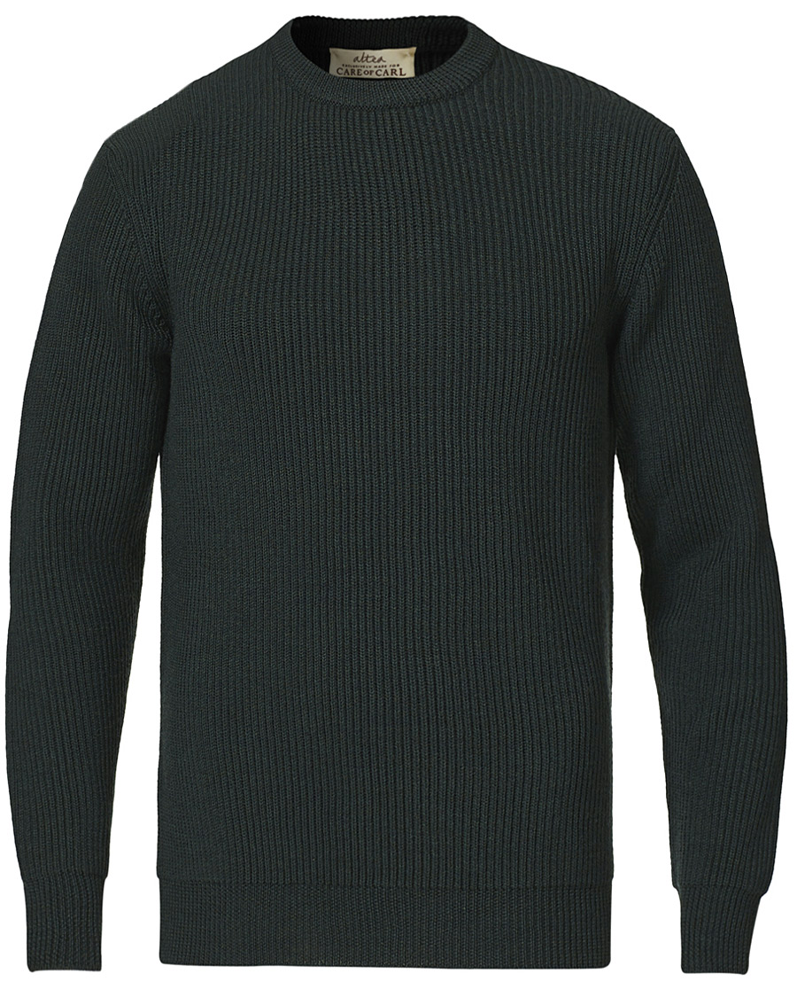 Men | Sweaters & Knitwear | Altea | Rib Stitch Crew Neck Dark Green