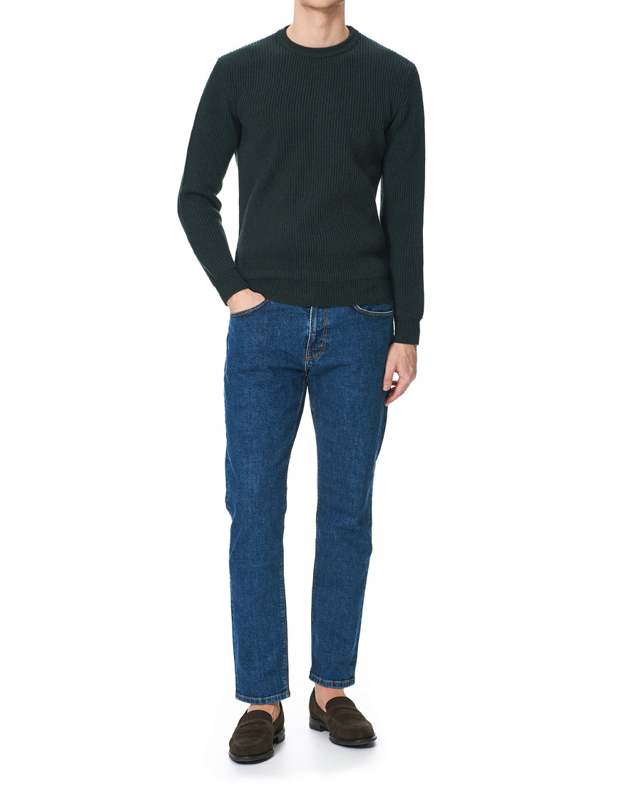 Men | Sweaters & Knitwear | Altea | Rib Stitch Crew Neck Dark Green