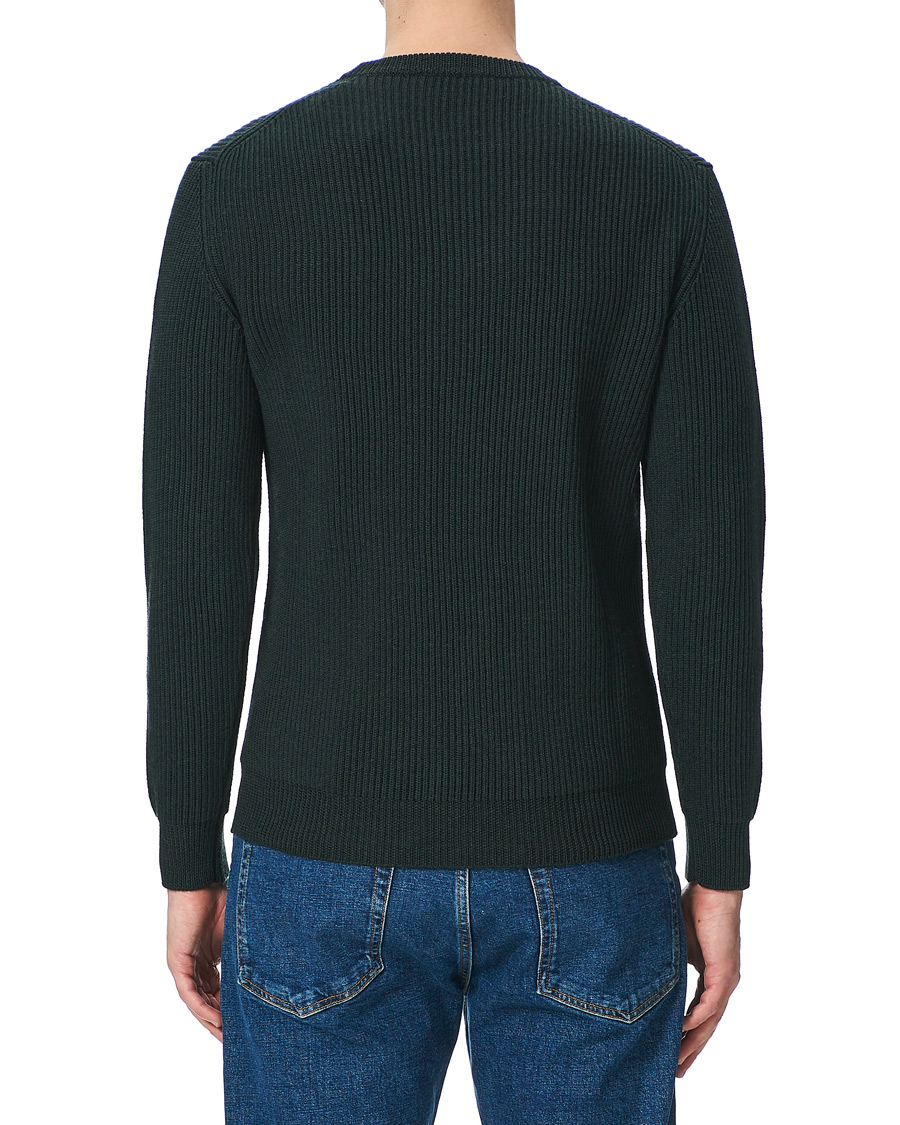 Men | Sweaters & Knitwear | Altea | Rib Stitch Crew Neck Dark Green
