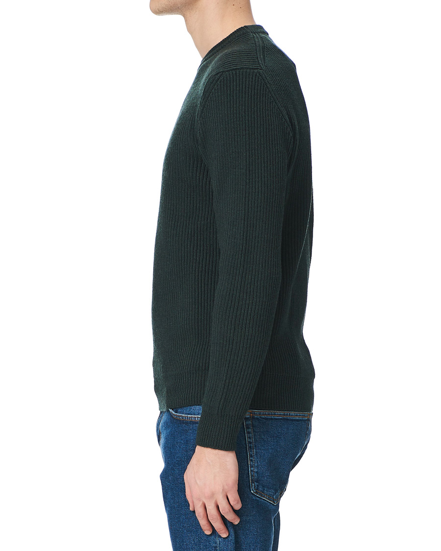 Men | Sweaters & Knitwear | Altea | Rib Stitch Crew Neck Dark Green